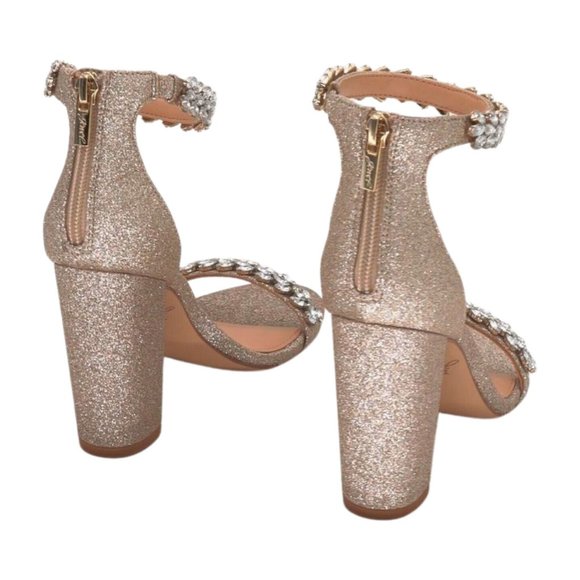 Jewel Badgley Mischka Womens Mayra Sandal, Gold Glitter, Size 6 M - Picture 7 of 8